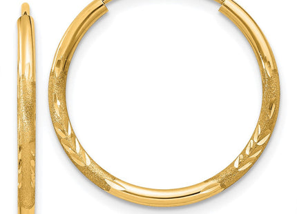 14k Satin Diamond-cut Endless Hoop Earrings (Style XY1172)