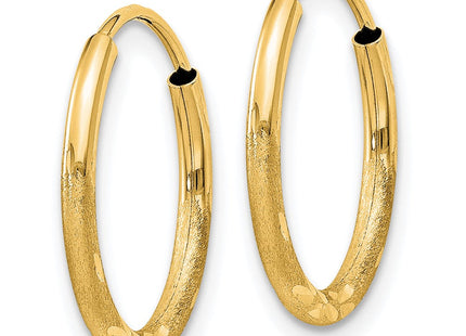 14k Satin Diamond-cut Endless Hoop Earrings (Style XY1173)