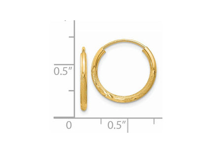 14k Satin Diamond-cut Endless Hoop Earrings (Style XY1173)