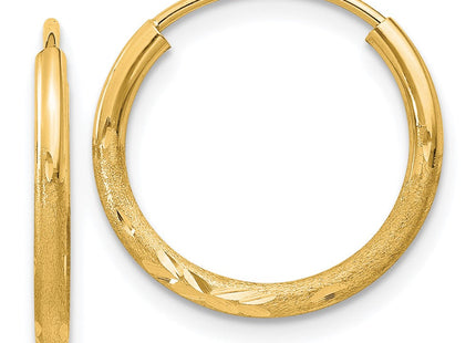 14k Satin Diamond-cut Endless Hoop Earrings (Style XY1173)