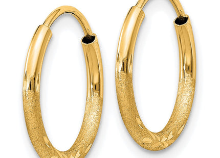 14k Satin Diamond-cut Endless Hoop Earrings (Style XY1174)