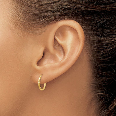 14K Satin Diamond-cut Endless Hoop Earrings, 14 x 1.5mm
