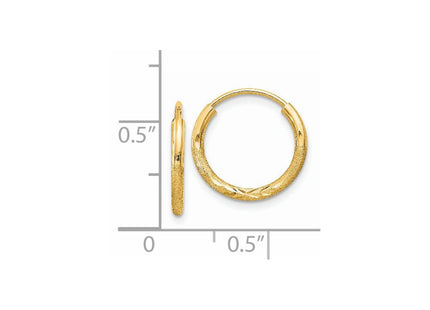 14k Satin Diamond-cut Endless Hoop Earrings (Style XY1174)