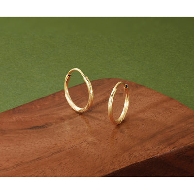 14K Satin Diamond-cut Endless Hoop Earrings, 14 x 1.5mm