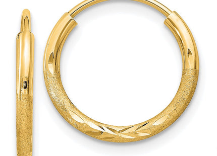 14k Satin Diamond-cut Endless Hoop Earrings (Style XY1174)