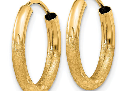 14k Satin Diamond-cut Endless Hoop Earrings (Style XY1175)