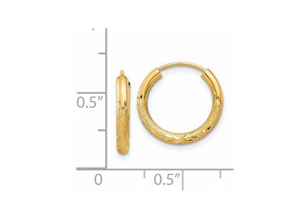14k Satin Diamond-cut Endless Hoop Earrings (Style XY1175)