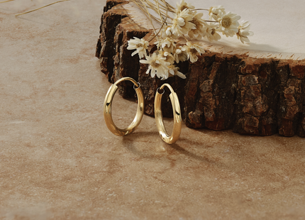 14k Satin Diamond-cut Endless Hoop Earrings, 14 x 2mm