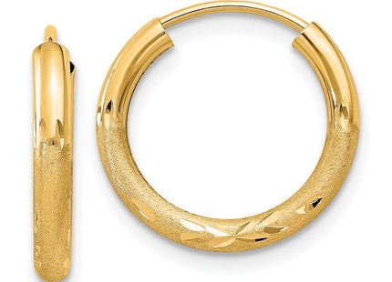 14k Satin Diamond-cut Endless Hoop Earrings (Style XY1175)