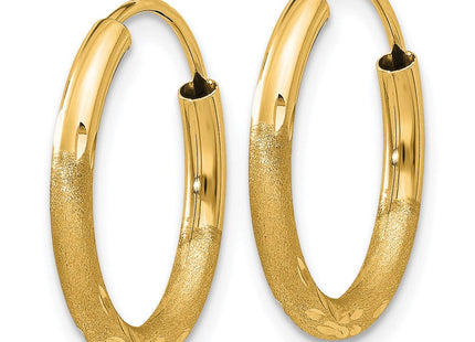 14k Satin Diamond-cut Endless Hoop Earrings (Style XY1176)