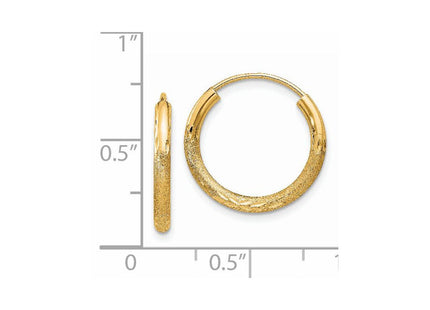 14k Satin Diamond-cut Endless Hoop Earrings (Style XY1176)