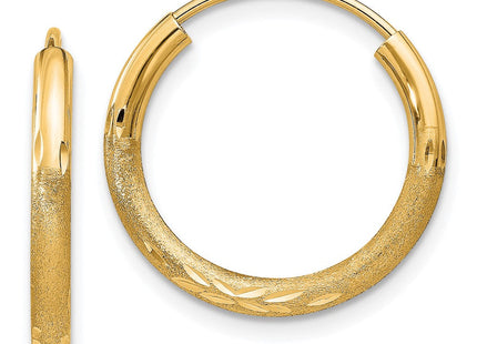 14k Satin Diamond-cut Endless Hoop Earrings (Style XY1176)