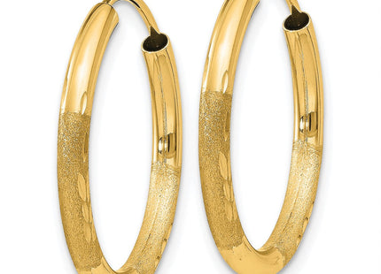 14k Satin Diamond-cut Endless Hoop Earrings (Style XY1177)