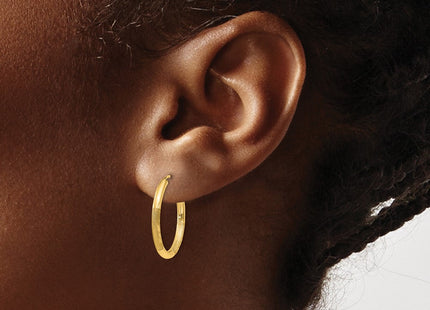 14k Satin Diamond-cut Endless Hoop Earrings (Style XY1177)