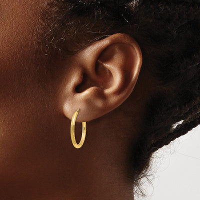 14K Satin Diamond-cut Endless Hoop Earrings, 20 x 2mm