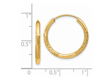 14k Satin Diamond-cut Endless Hoop Earrings (Style XY1177)