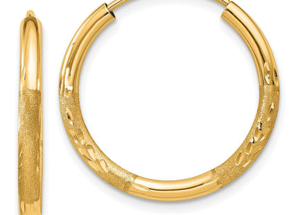 14k Satin Diamond-cut Endless Hoop Earrings (Style XY1177)