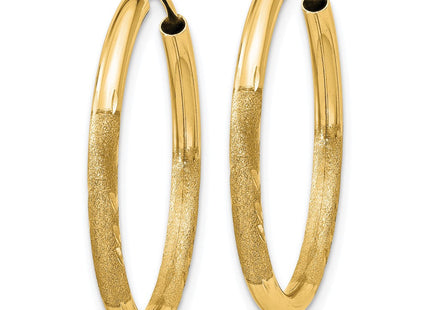 14k Satin Diamond-cut Endless Hoop Earrings (Style XY1178)