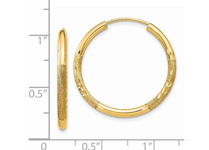 14k Satin Diamond-cut Endless Hoop Earrings (Style XY1178)