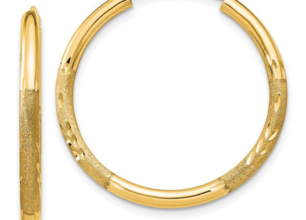 14k Satin Diamond-cut Endless Hoop Earrings (Style XY1178)