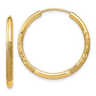 14k Satin Diamond-cut Endless Hoop Earrings (Style XY1178)
