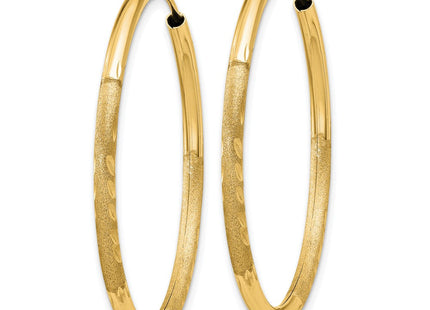 14k Satin Diamond-cut Endless Hoop Earrings (Style XY1179)