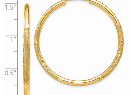14k Satin Diamond-cut Endless Hoop Earrings (Style XY1179)