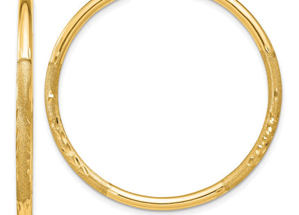14k Satin Diamond-cut Endless Hoop Earrings (Style XY1179)