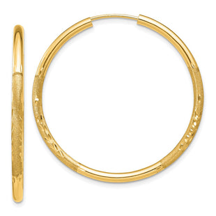 14k Satin Diamond-cut Endless Hoop Earrings (Style XY1179)