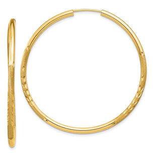 14k Satin Diamond-cut Endless Hoop Earrings (Style XY1180)