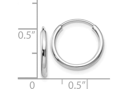14k White Gold Polished Endless Hoop Earrings (Style XY1181)