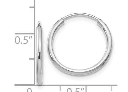 14k White Gold Polished Endless Hoop Earrings (Style XY1182)