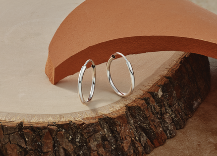 14k White Gold Polished Endless Hoop Earrings, 16 x 1.5mm
