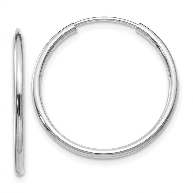 14k White Gold Polished Endless Hoop Earrings, 20 x 1.5mm