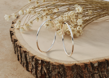 14k White Gold Polished Endless Hoop Earrings, 30 x 1.5mm