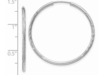 14k White Gold Diamond-cut Endless Hoop Earrings (Style XY1194)
