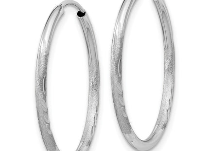 14k White Gold Diamond-cut Endless Hoop Earrings (Style XY1195)