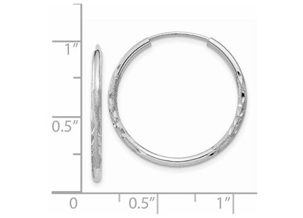 14k White Gold Diamond-cut Endless Hoop Earrings (Style XY1195)