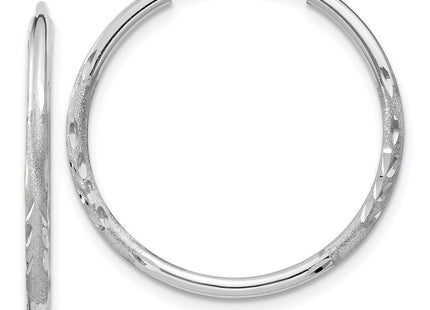 14k White Gold Diamond-cut Endless Hoop Earrings (Style XY1195)