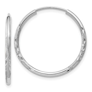14k White Gold Diamond-cut Endless Hoop Earrings (Style XY1195)