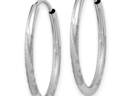14k White Gold Diamond-cut Endless Hoop Earrings (Style XY1196)