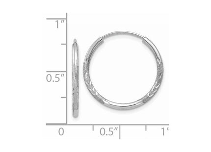 14k White Gold Diamond-cut Endless Hoop Earrings (Style XY1196)