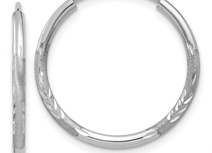 14k White Gold Diamond-cut Endless Hoop Earrings (Style XY1196)