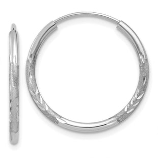 14k White Gold Diamond-cut Endless Hoop Earrings (Style XY1196)