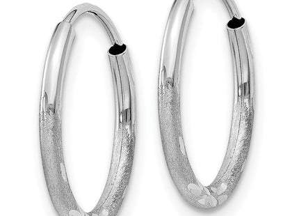 14k White Gold Diamond-cut Endless Hoop Earrings (Style XY1197)