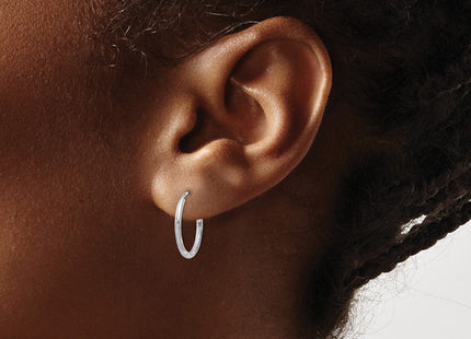 14k White Gold Diamond-cut Endless Hoop Earrings (Style XY1197)