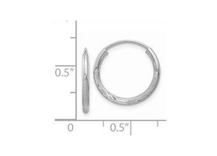 14k White Gold Diamond-cut Endless Hoop Earrings (Style XY1197)