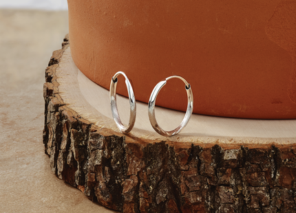 14k White Gold Diamond-cut Endless Hoop Earrings, 14 x 1.5mm