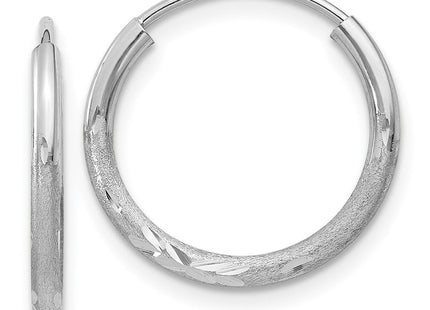 14k White Gold Diamond-cut Endless Hoop Earrings (Style XY1197)