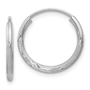 14k White Gold Diamond-cut Endless Hoop Earrings (Style XY1197)